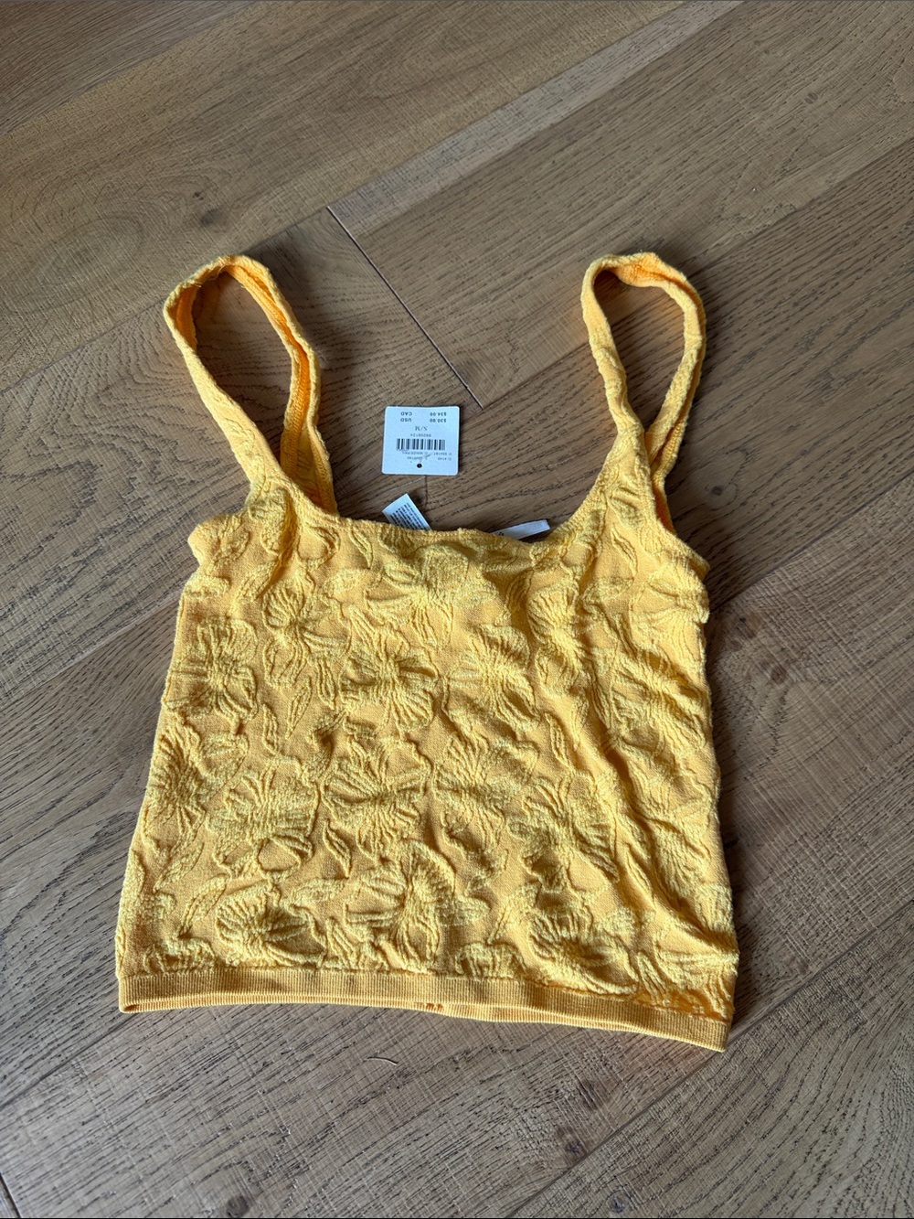 NWT Anthropologie Yellow Floral Textured Tank Top